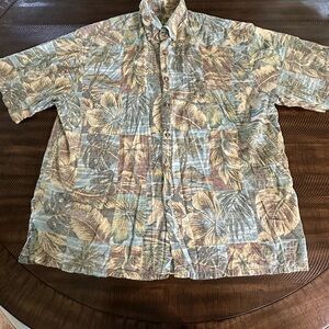 BAMBOO Cream and Brown Casual Button Down Shirt